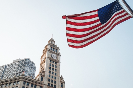 flag and building